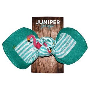 Flamingo and Stripes Retro Bandana Knotted Hair Bow